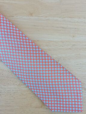 Daniel Cremieux Orange *PRINT* Tie with White and Blue Geometric Dots